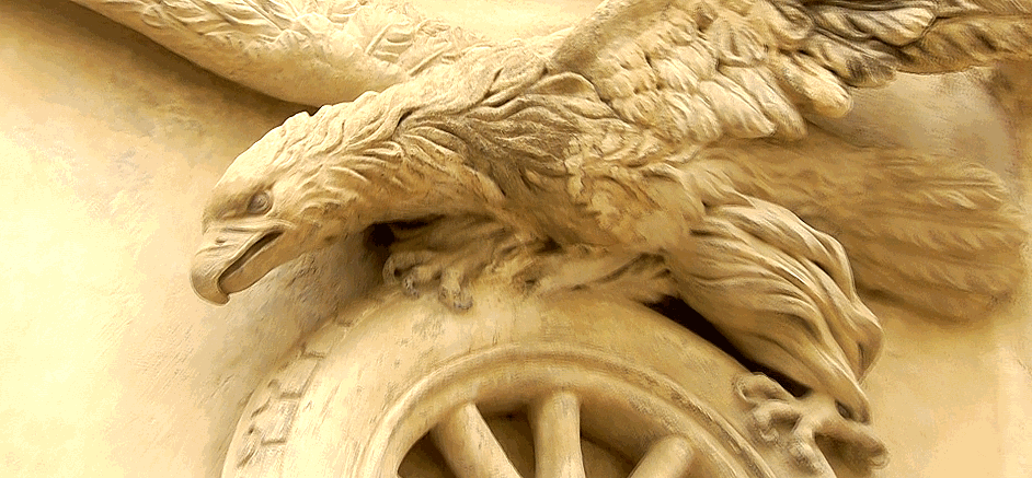 Eagle on wheel