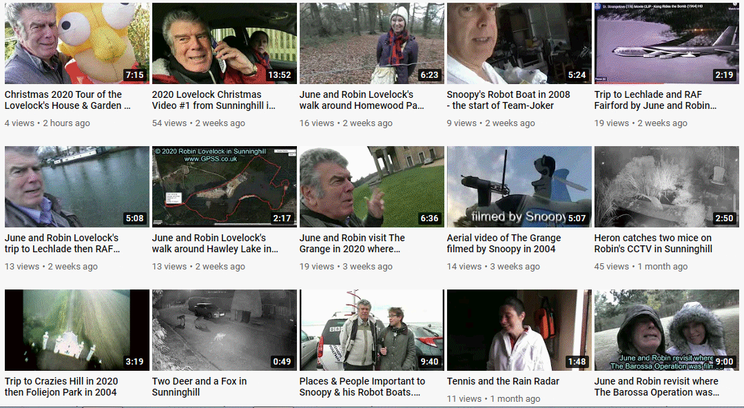 Robin's Youtube channel https://www.youtube.com/user/RobinLovelock/videos